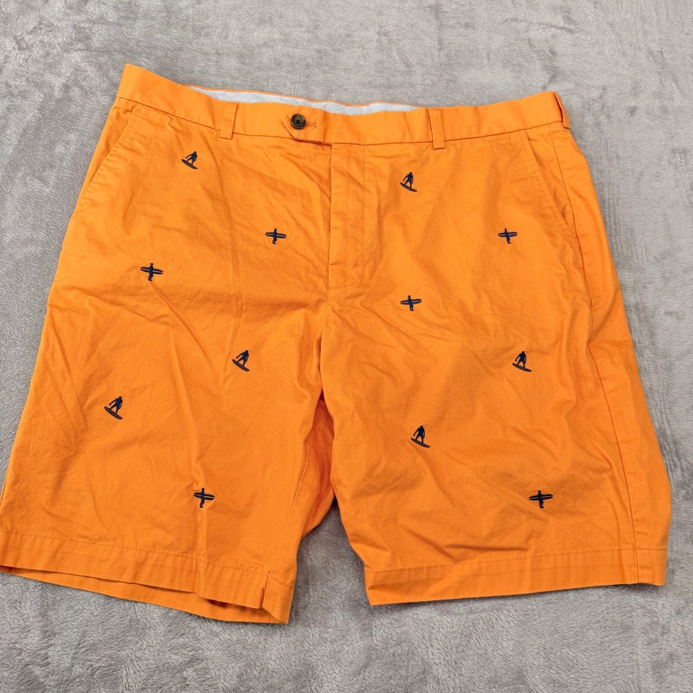 Brooks Brothers 346 Chino Shorts Mens Size 42 Orange Surfer Embroidered Cotton